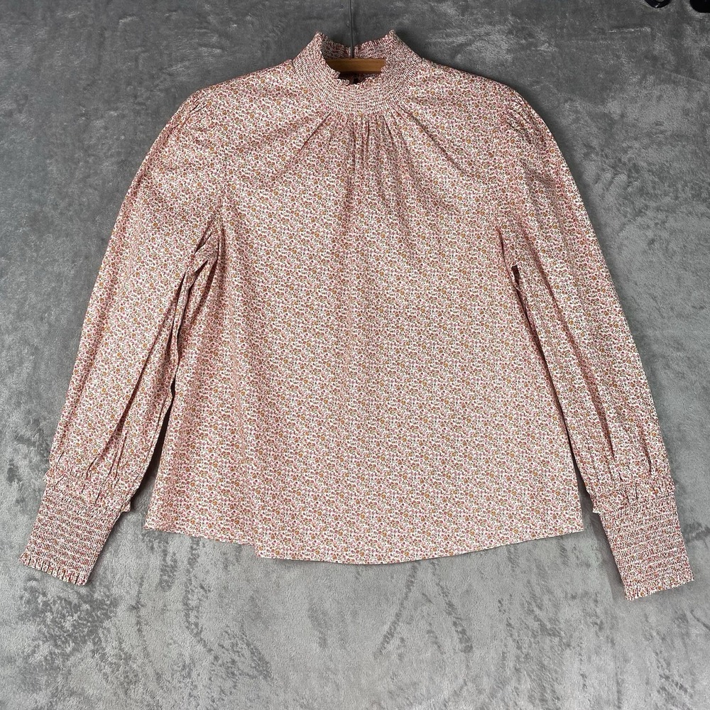 Pomander Place Top Womens Sz XS Tuckernuck Modoc Smocked Mock Neck Floral Blouse
